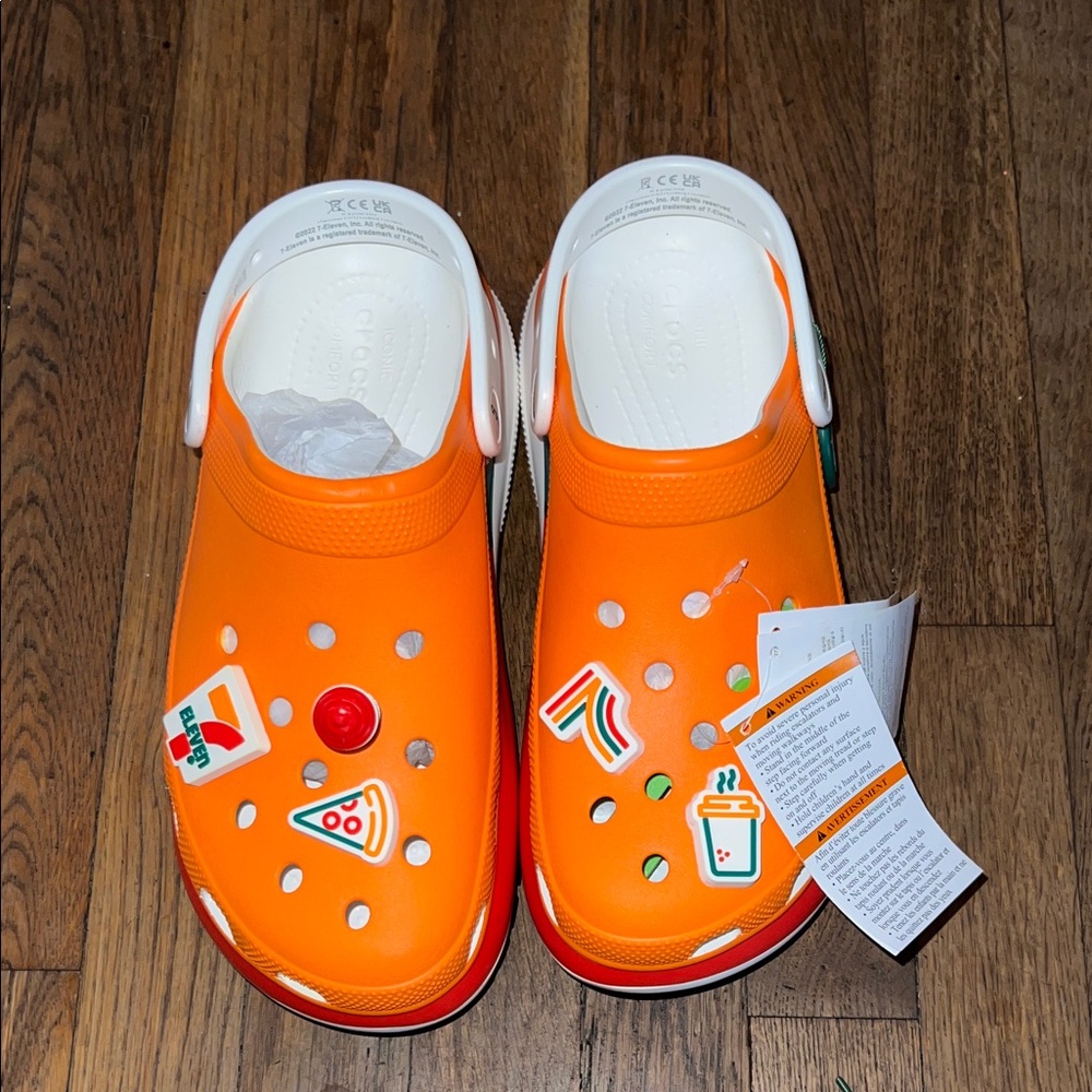 CROCS 711 Edition Orange with Fun Charms  W Lights